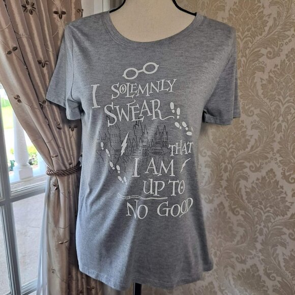 Harry Potter Size Large "Up To No Good" gray tshirt EUC - Picture 1 of 7